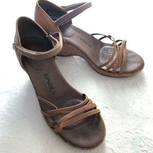 Teva leather cork wedge sandals